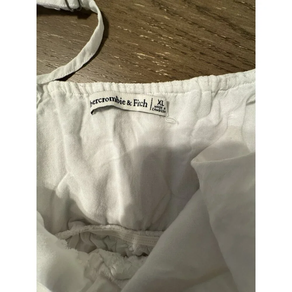 Abercrombie & Fitch XL Tiered Maxi Dress Cut Out White Pockets Lined Graduation